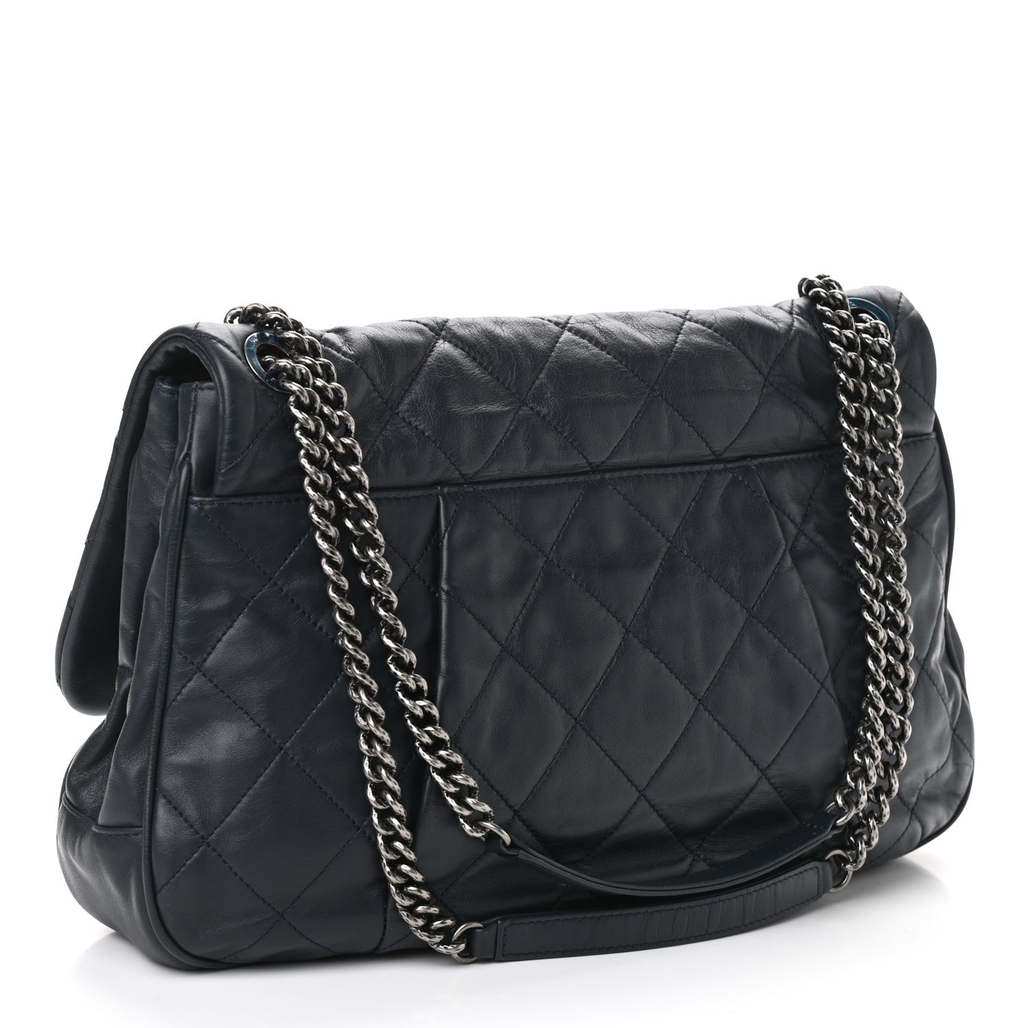 Chanel Calfskin Quilted Coco Pleats Flap Dark Navy Blue 3 of 10