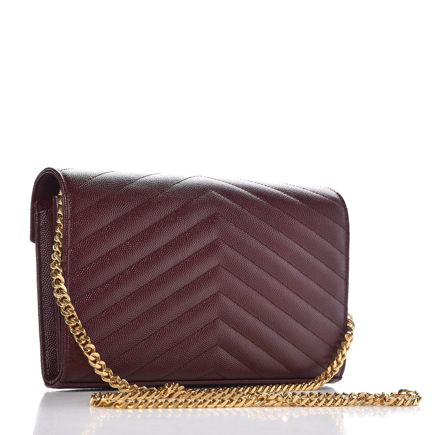 Grain De Poudre Matelasse Chevron Monogram Chain Wallet Rouge Legion