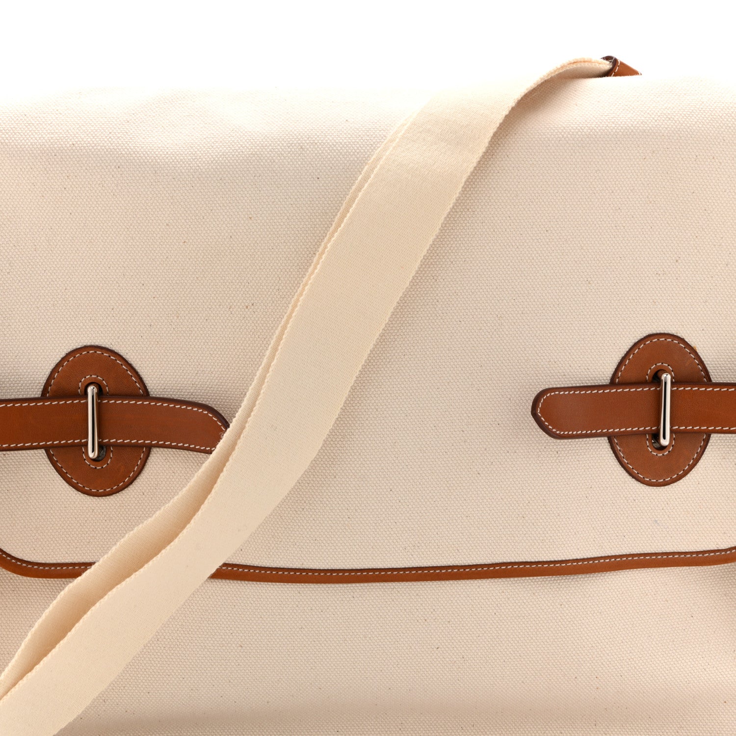 Hermes Toile Officier Natural Barenia Buenaventura Besace GM Ecru Fauve 7 of 13