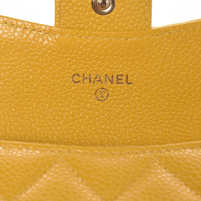 Chanel Caviar Quilted Flap Card Holder Wallet Yellow 6 of 8