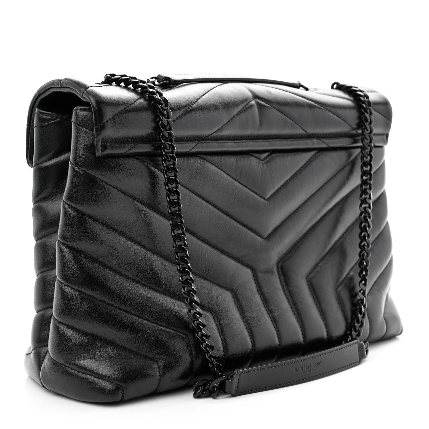 Saint Laurent Calfskin Y Quilted Monogram Monochrome Medium Loulou Chain Satchel Black 4 of 11