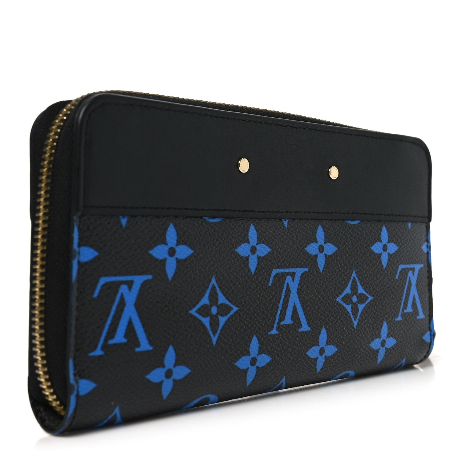 Louis Vuitton Calfskin Colored Monogram Zippy Wallet Blue Black 3 of 7