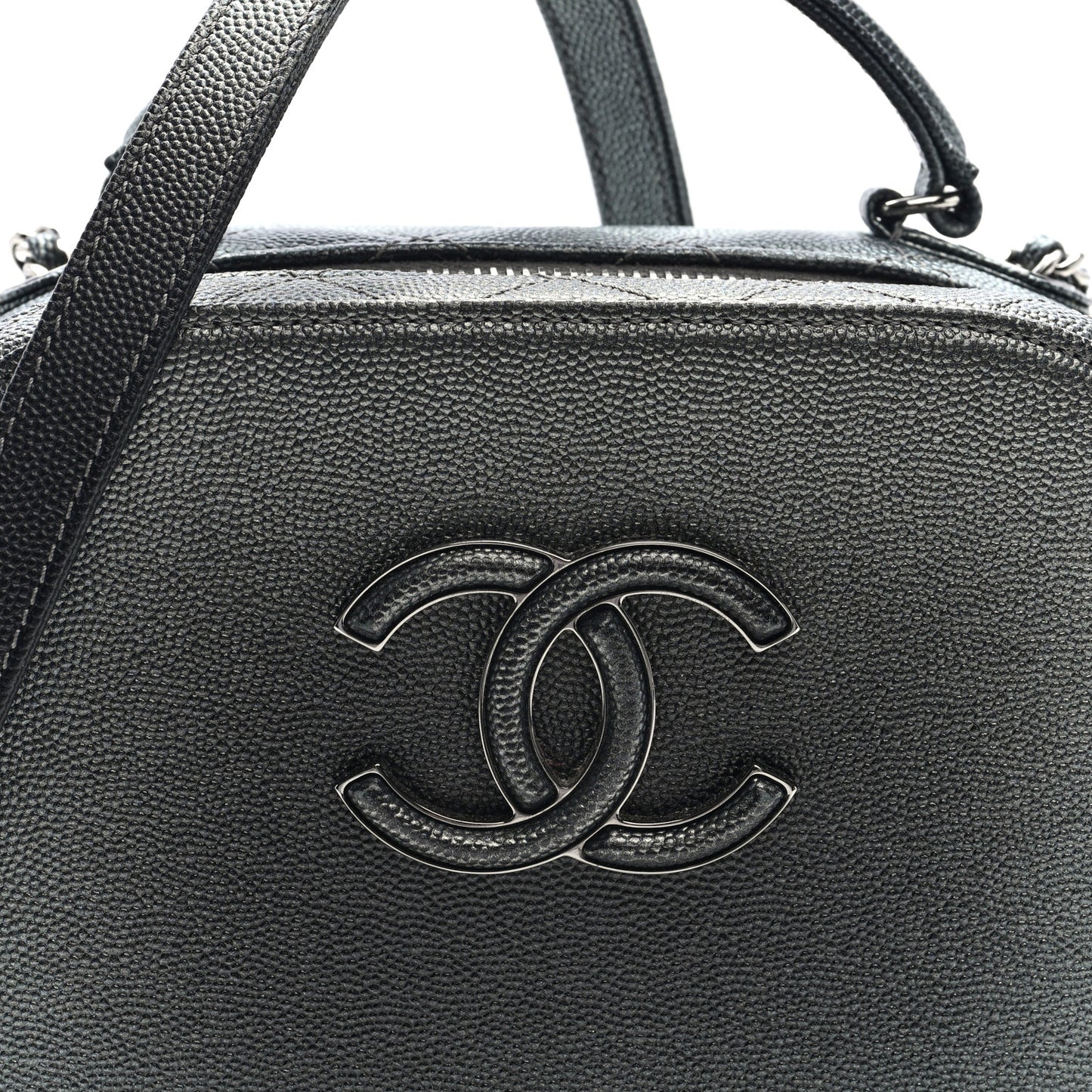 Metallic Caviar Small Coco Curve Vanity Bag Black Ruthenium