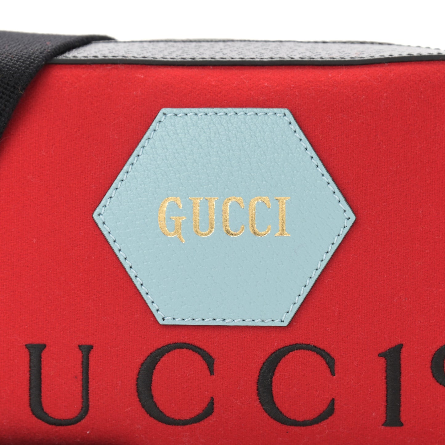 Felt Calfskin Script Logo Gucci 100 Camera Bag Bright Hibiscus Black Azure