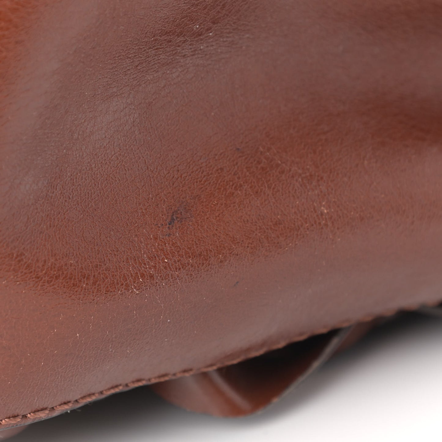 Calfskin Floral Applique Tote Brown