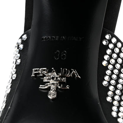 Prada Satin Crystal Logo 90mm Slide Sandals 36 Cristal 7 of 8
