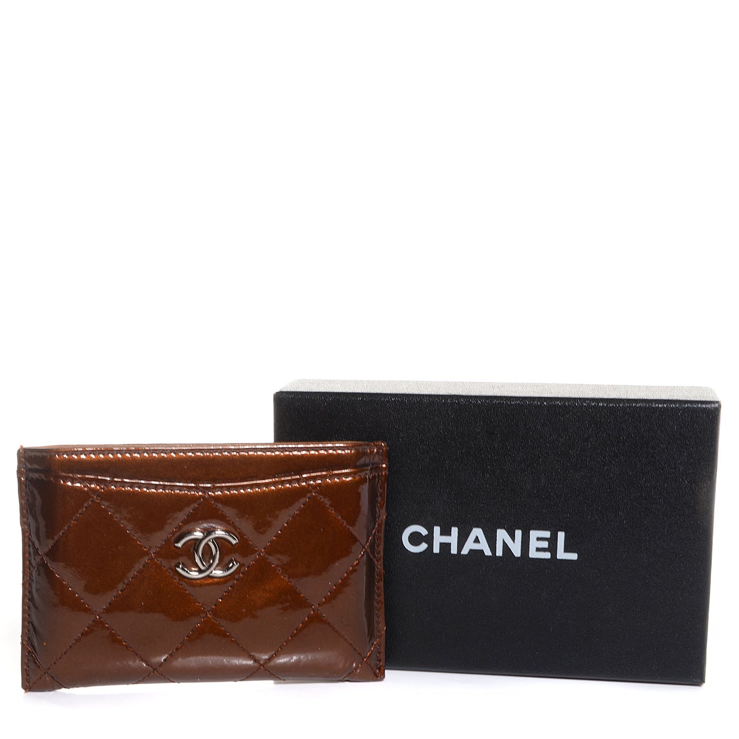 Patent Quilted Card Holder Bronze