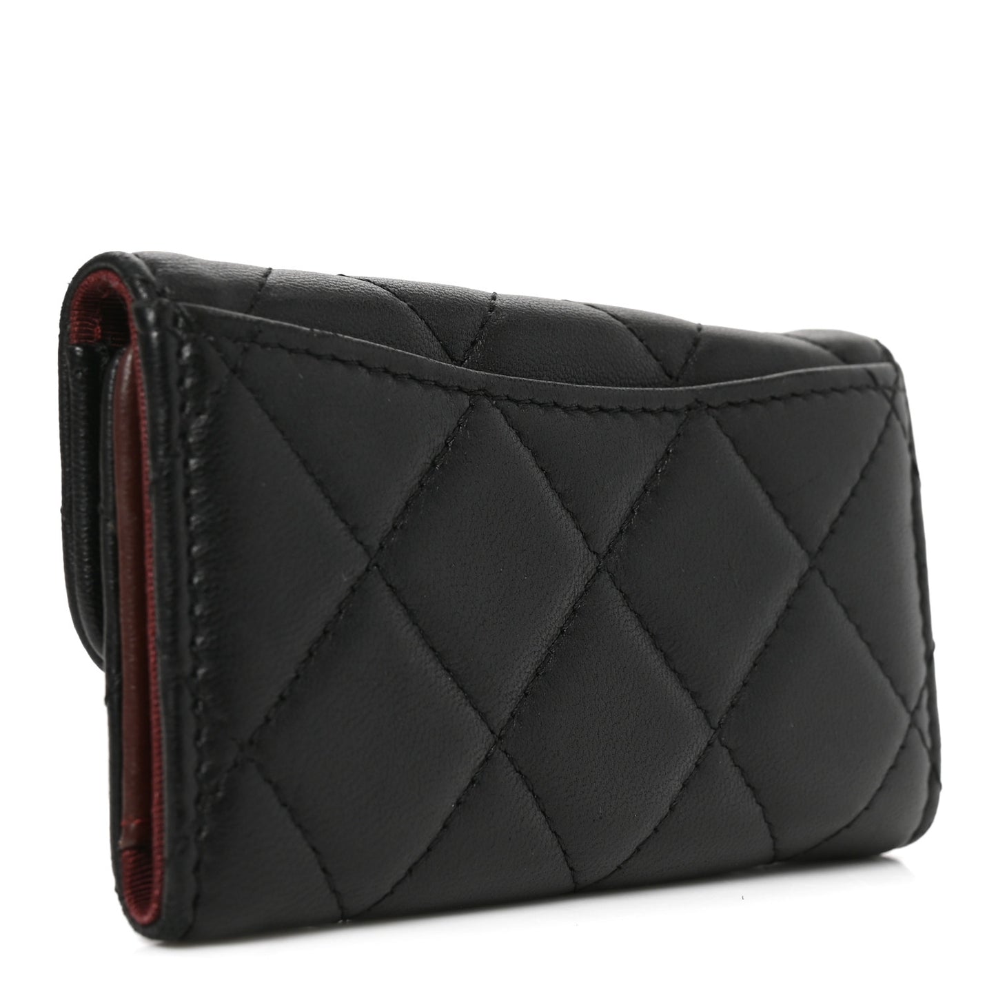 Lambskin Quilted 6 Key Holder Black