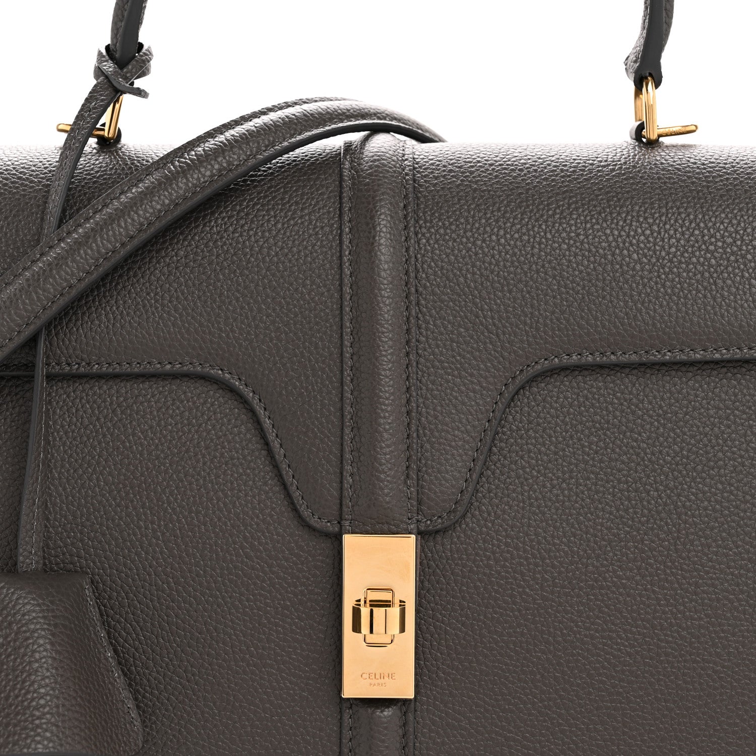 Celine Grained Calfskin Small 16 Top Handle Bag Medium Grey 10 of 16