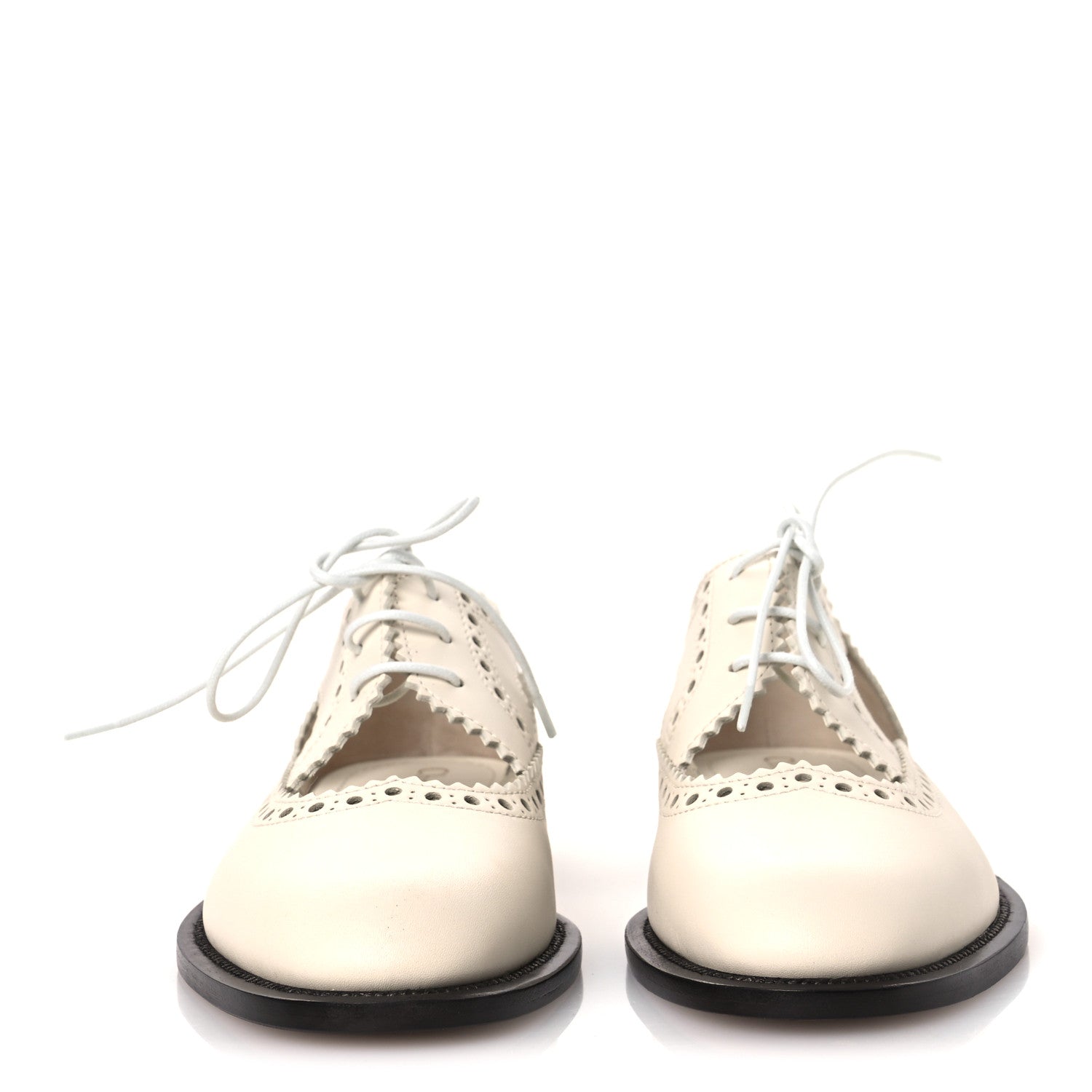 Christian Dior Calfskin Cut Out Teddy-D Oxford Flats 36 Off White 3 of 10