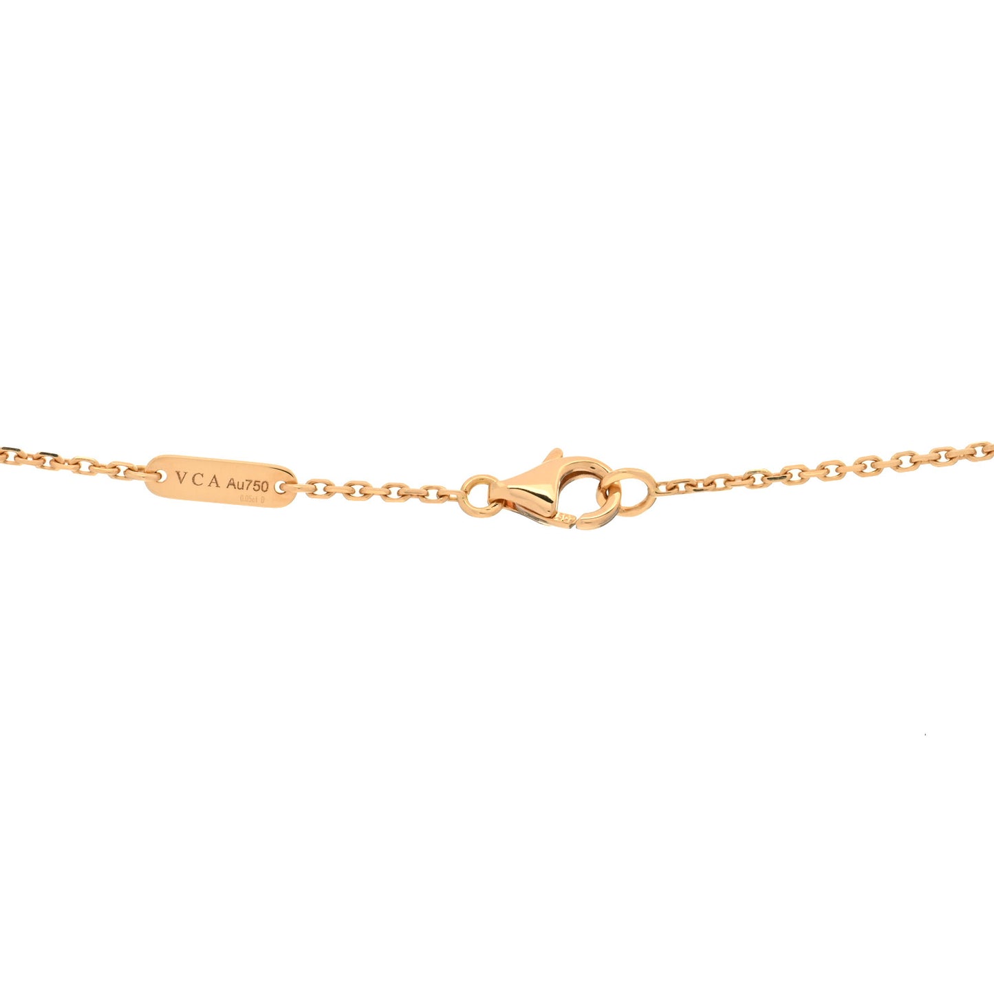 18K Rose Gold Diamond Pink Porcelain Vintage Alhambra Pendant Necklace