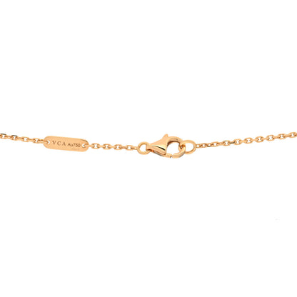Van Cleef & Arpels 18K Rose Gold Diamond Pink Porcelain Vintage Alhambra Pendant Necklace 3 of 3
