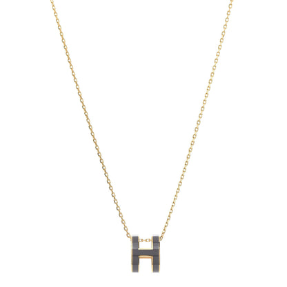 Hermes Lacquered Gold Pop H Pendant Necklace Etain 1 of 5