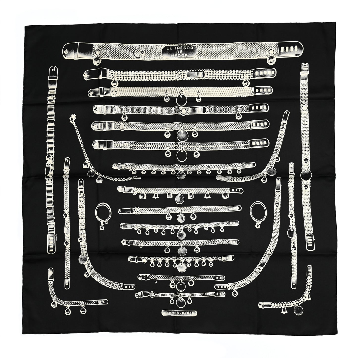 Silk Le Tresor De Medor Scarf 90 Black Creme