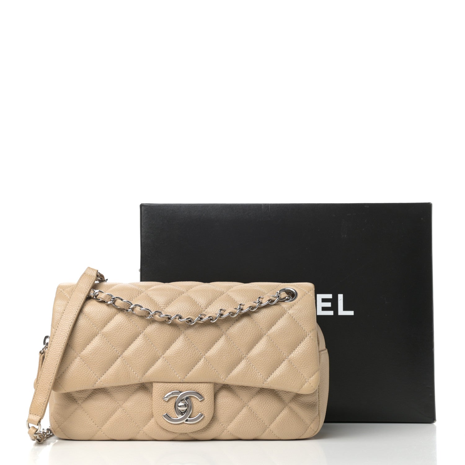 Chanel Caviar Quilted Medium Easy Flap Beige 11 of 11