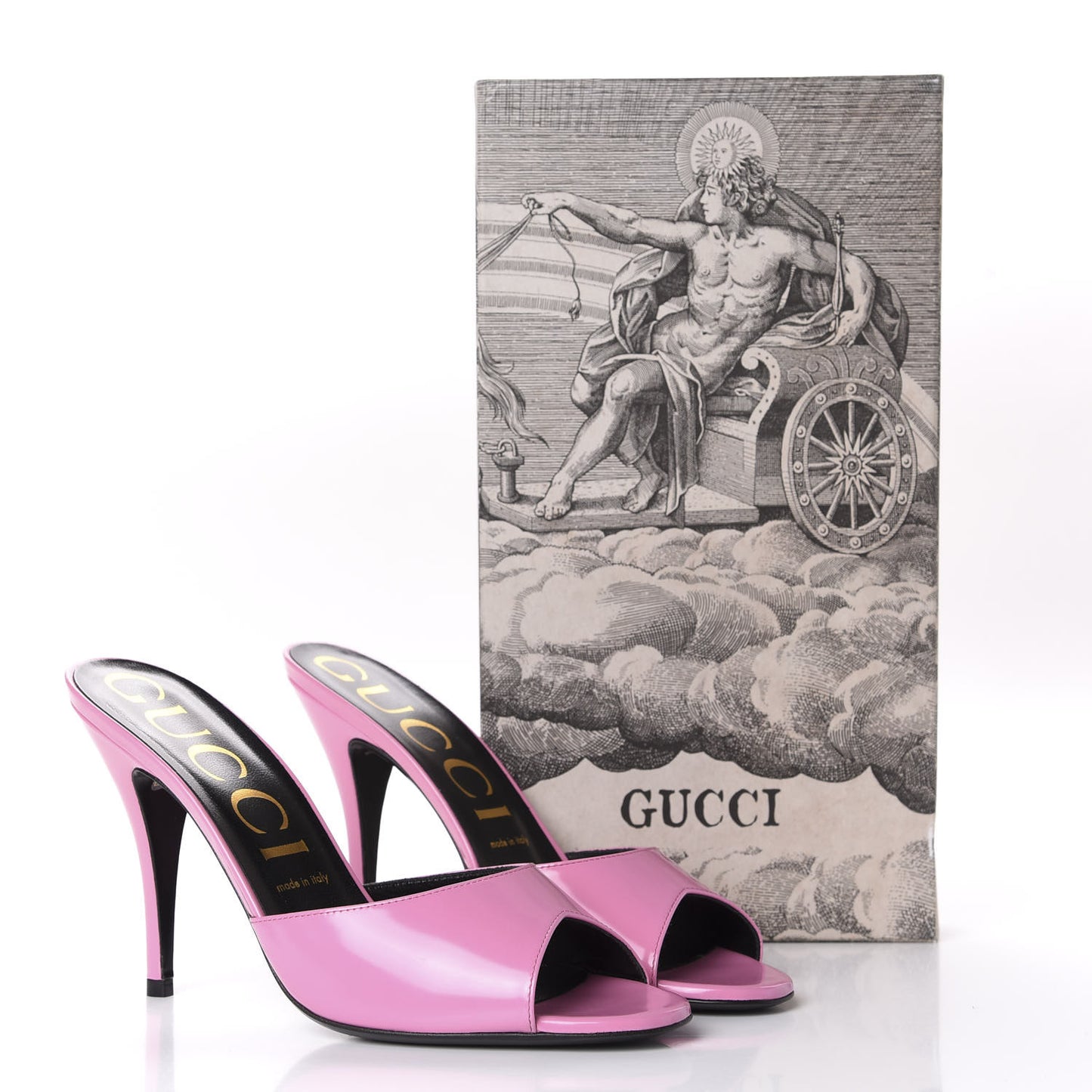 Polished Calfskin Scarlet Mid Heel Slide Sandals 39.5 Pink Plexi