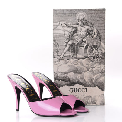 Gucci Polished Calfskin Scarlet Mid Heel Slide Sandals 39.5 Pink Plexi 10 of 10