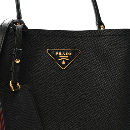 Prada Saffiano Cuir Medium Panier Bucket Bag Black Fuoco 8 of 16