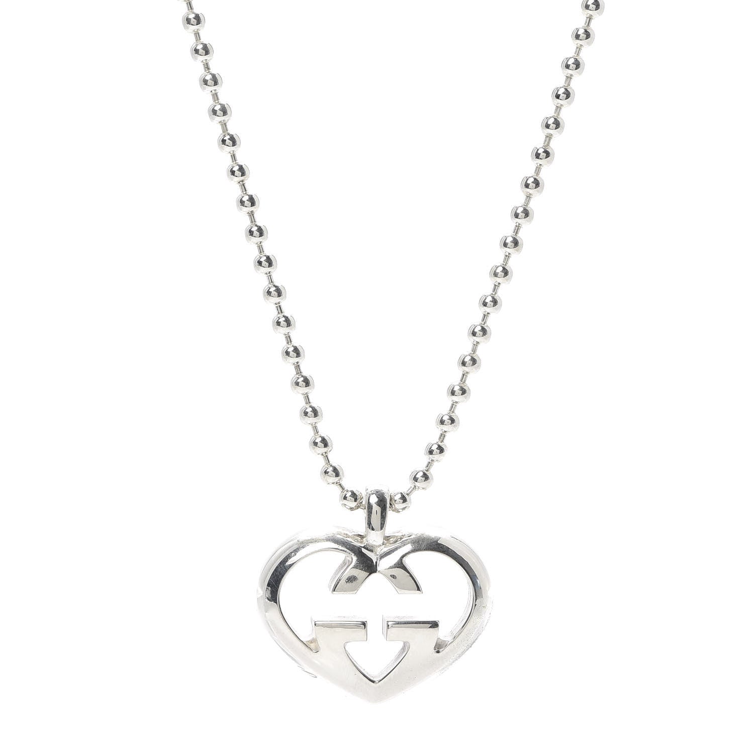 Gucci Sterling Silver Britt Heart Pendant Necklace 1 of 4