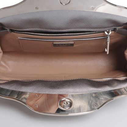 Prada Saffiano 50s Car Clutch Silver 6 of 10