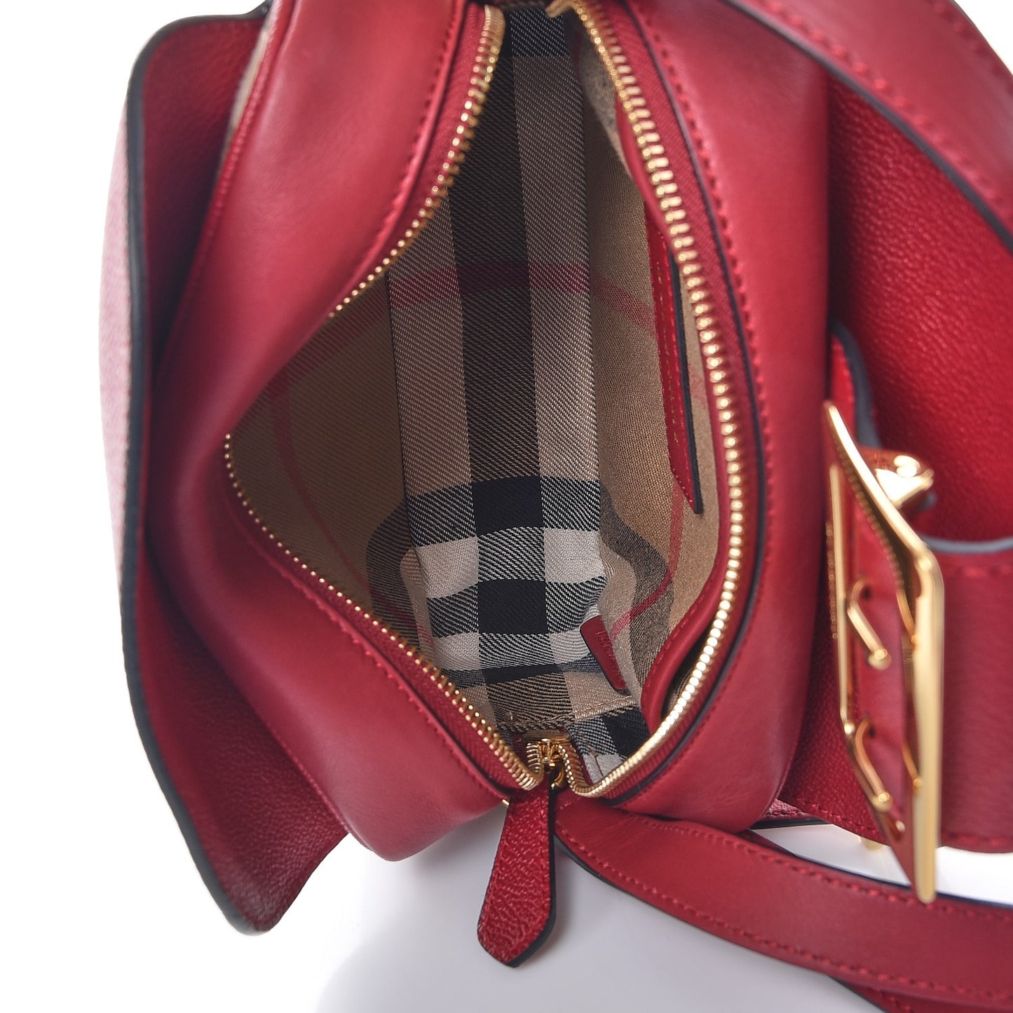Soft Grain Calfskin Small Buckle Zip Bag Parade Red