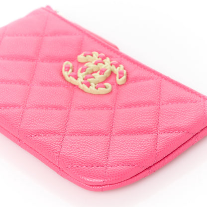 Chanel Caviar Quilted Small Chanel 19 Mini Pouch Dark Pink 10 of 11