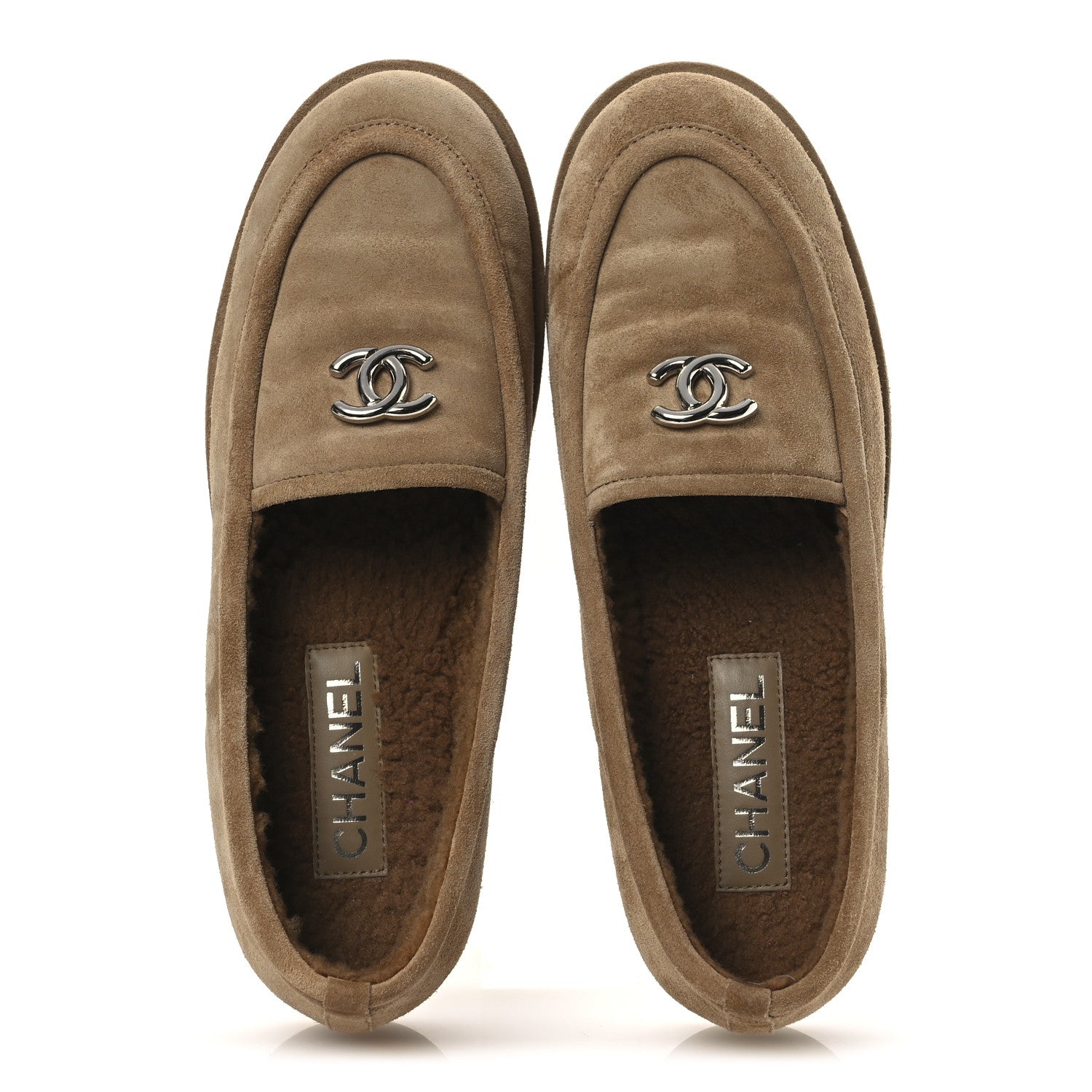 Chanel Suede Calfskin CC Loafers 41 Dark Beige 2 of 12