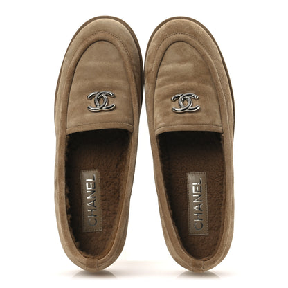Chanel Suede Calfskin CC Loafers 41 Dark Beige 2 of 12