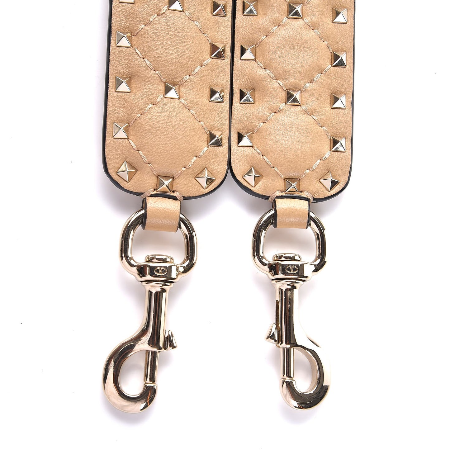Lambskin Rockstud Spike Shoulder Strap Camel Rose