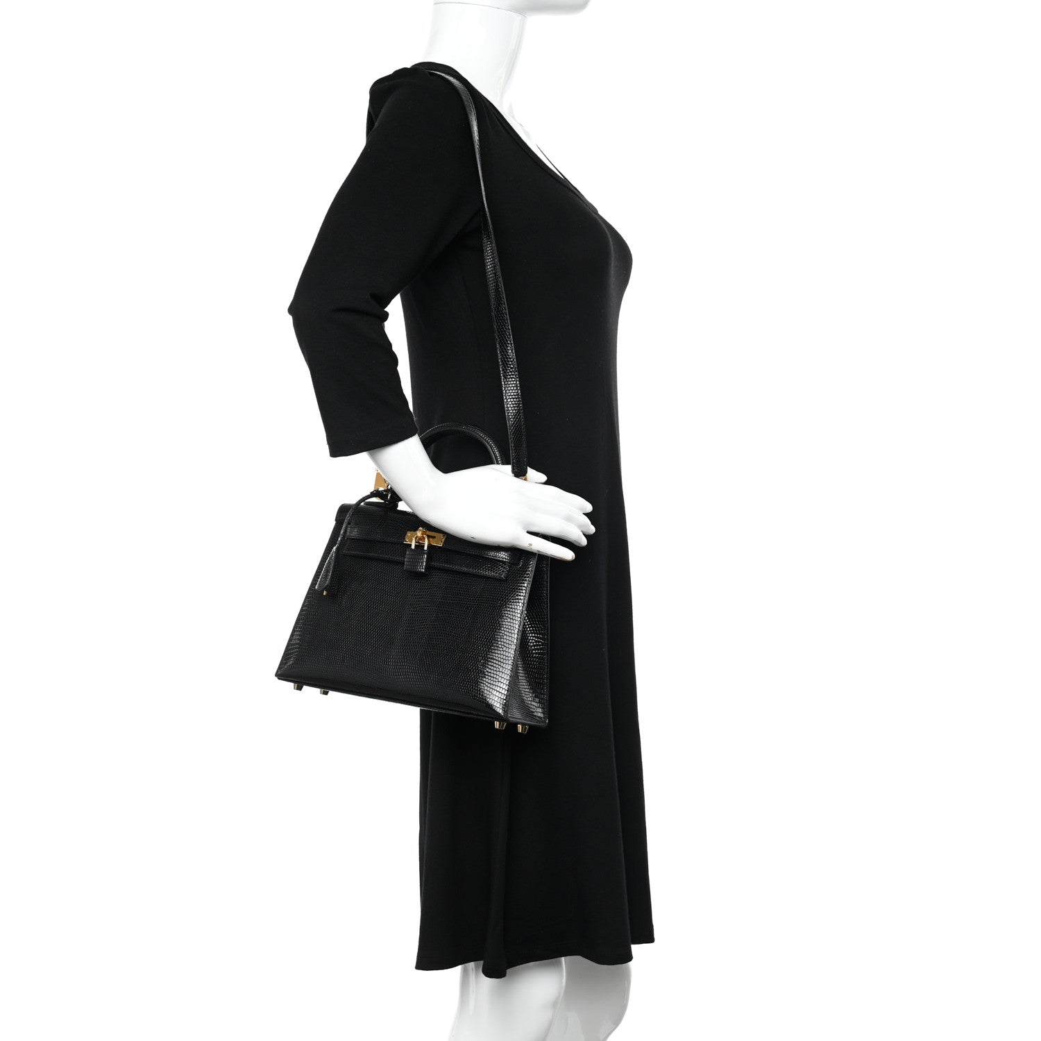Hermes Lizard Niloticus Kelly Sellier 25 Black 3 of 14