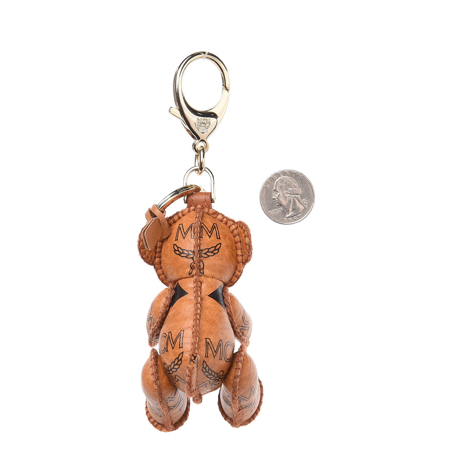 MCM Visetos Bear Key Ring Bag Charm Cognac 2 of 3