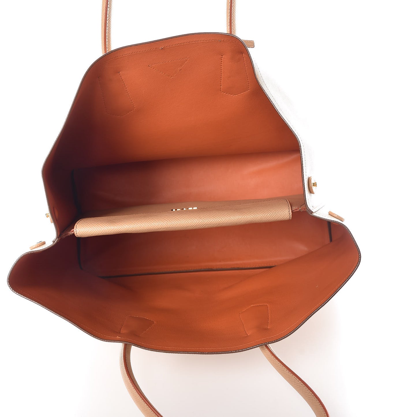 Saffiano Cuir Large Double Bag Noisette Papaya