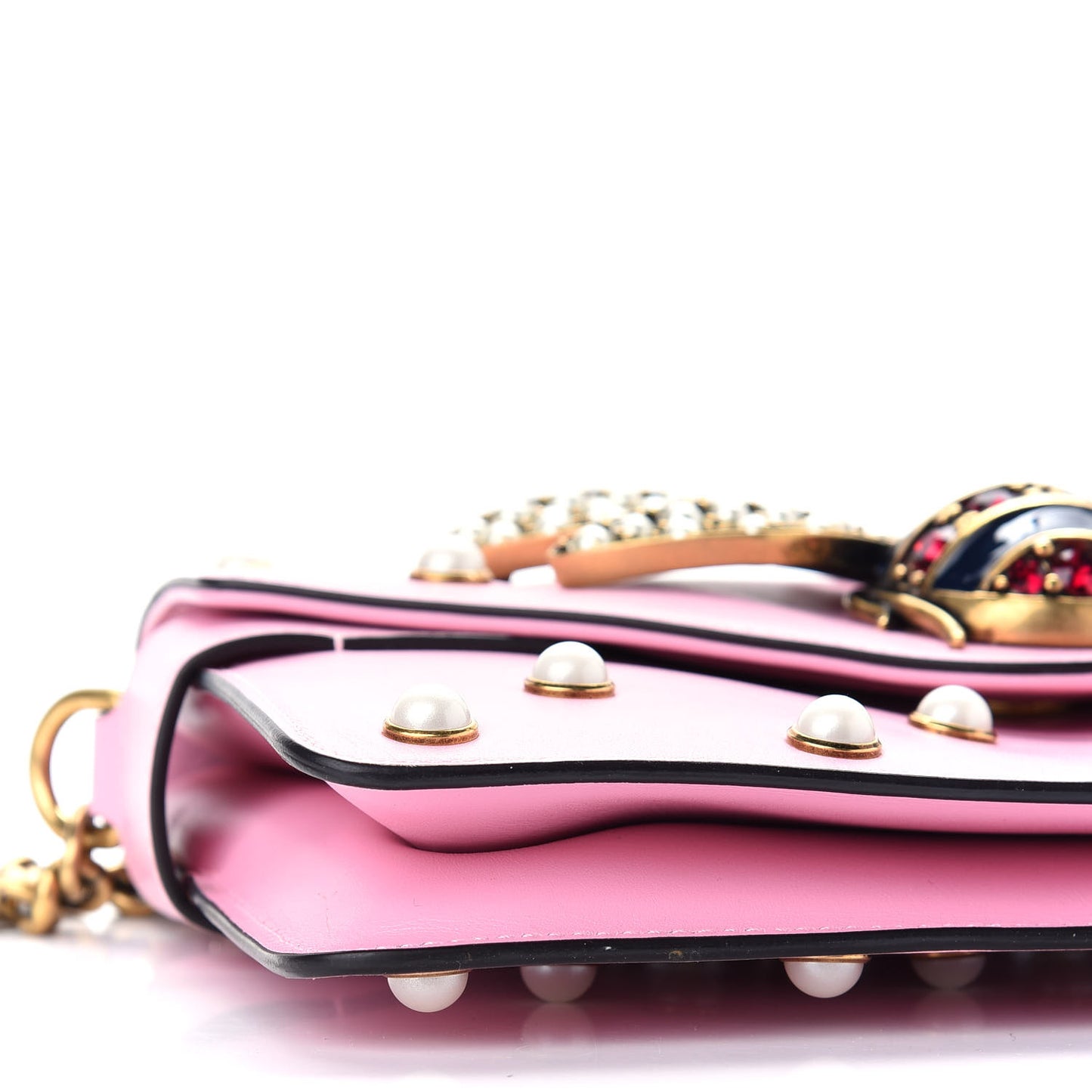 Nappa Pearl Studded Mini Queen Margaret Broadway Shoulder Bag Sugar Pink