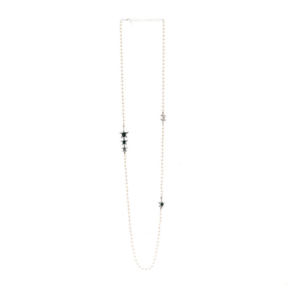 Chanel Pearl Star CC Long Necklace Green White Silver 3 of 6
