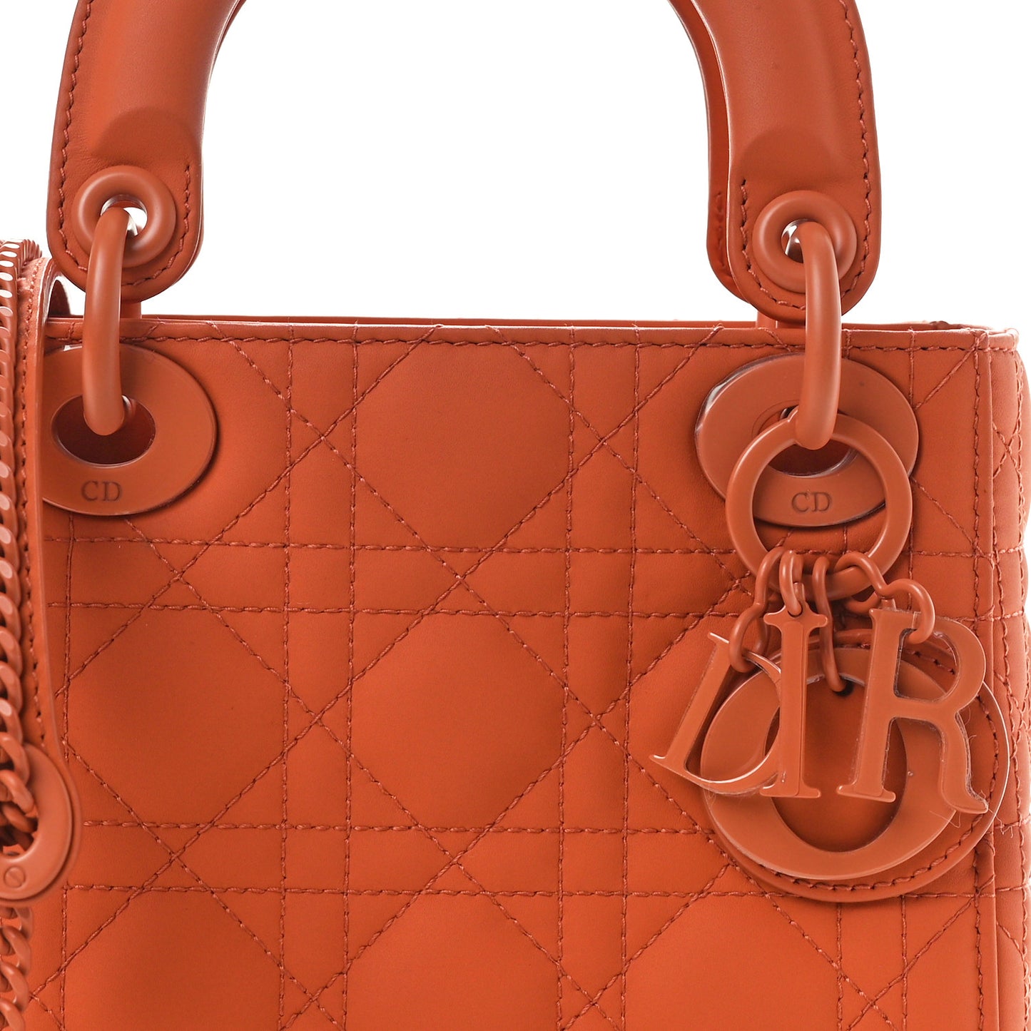 Ultra Matte Calfskin Cannage Mini Lady Dior Orange