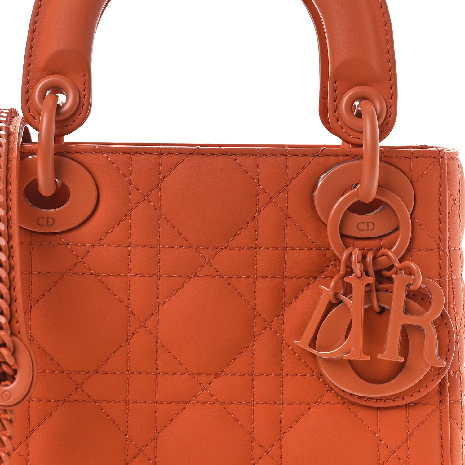 Christian Dior Ultra Matte Calfskin Cannage Mini Lady Dior Orange 8 of 10