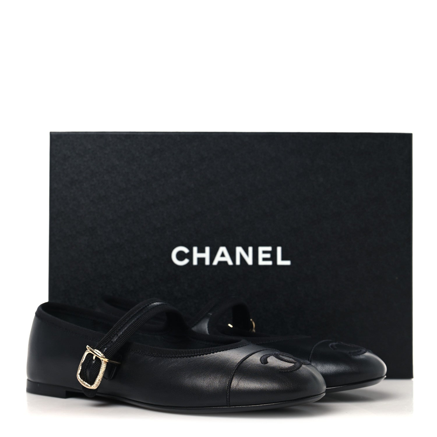 Chanel Lambskin Mary Jane Flats 37.5 Black 10 of 10