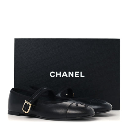 Chanel Lambskin Mary Jane Flats 37.5 Black 10 of 10