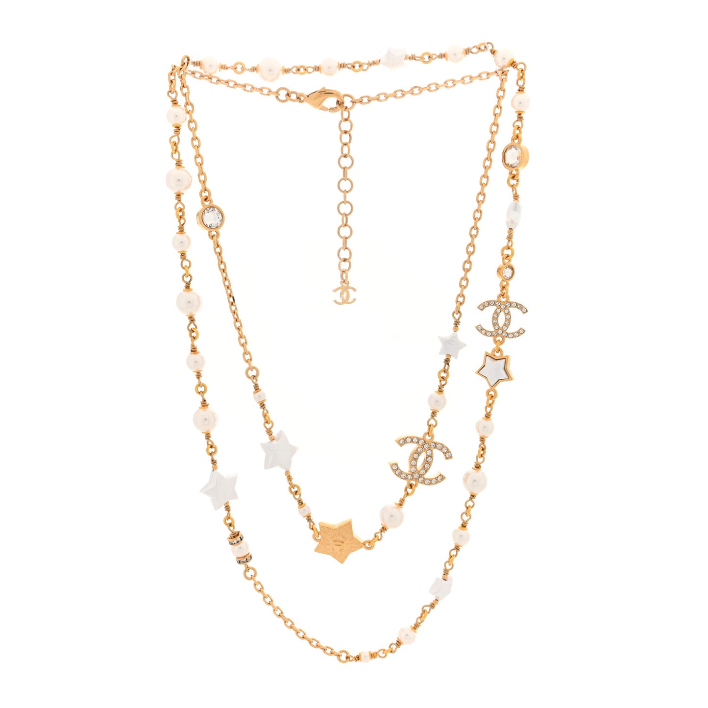 Metal Crystal Pearl CC Star Gold Pearly White
