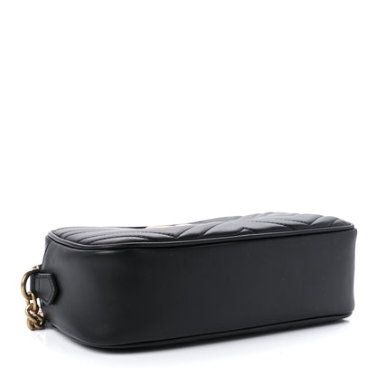 Gucci Calfskin Matelasse Small GG Marmont Chain Shoulder Bag Black 4 of 9