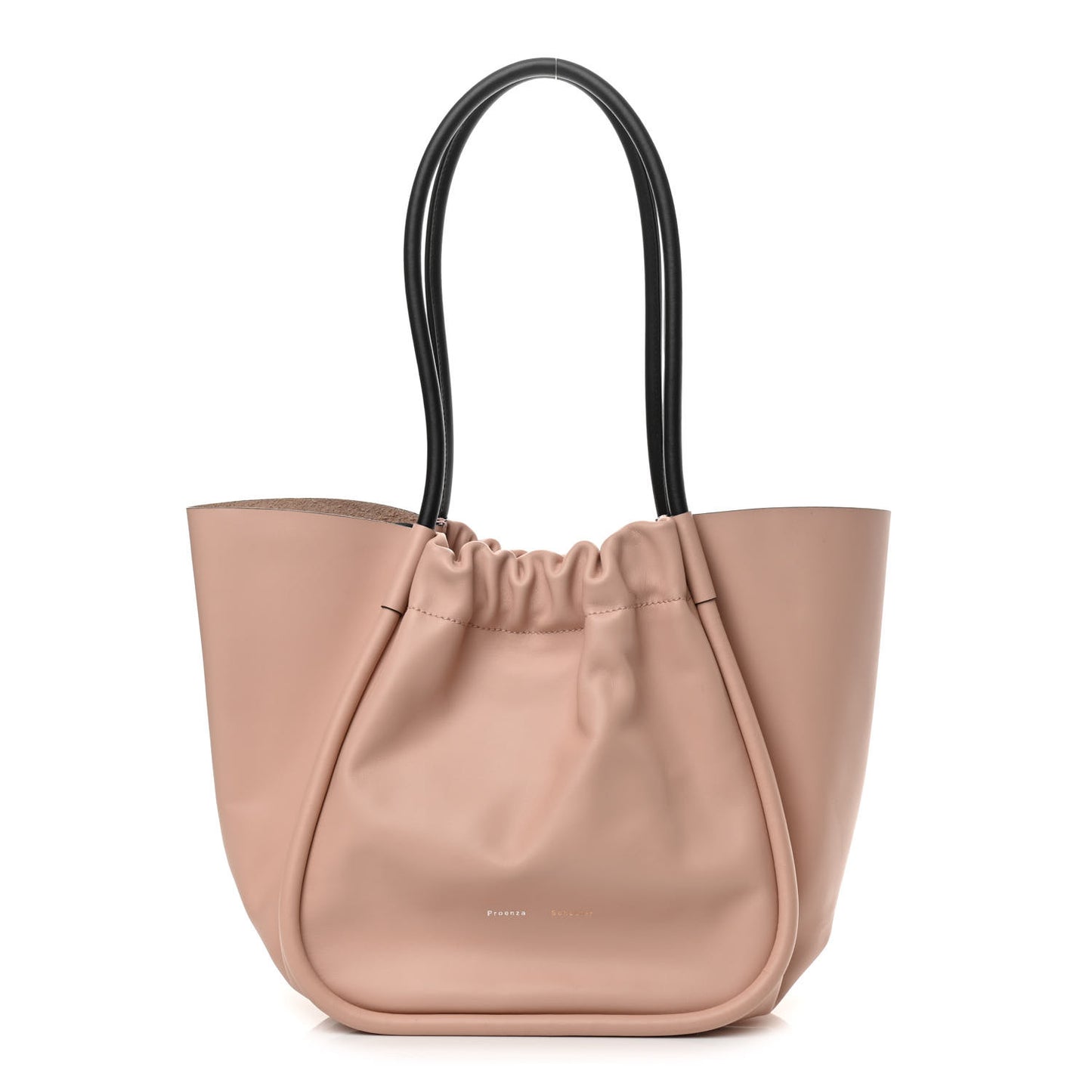 Calfskin Large Ruched Tote Peach