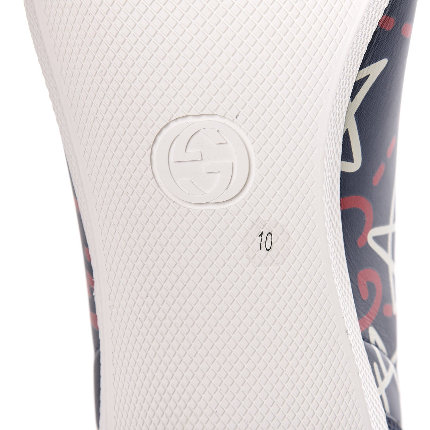 Gucci Calfskin GucciGhost Print Mens Low Top Sneakers 10 Blue Agata Hibiscus Red 6 of 8
