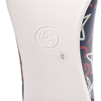 Gucci Calfskin GucciGhost Print Mens Low Top Sneakers 10 Blue Agata Hibiscus Red 6 of 8