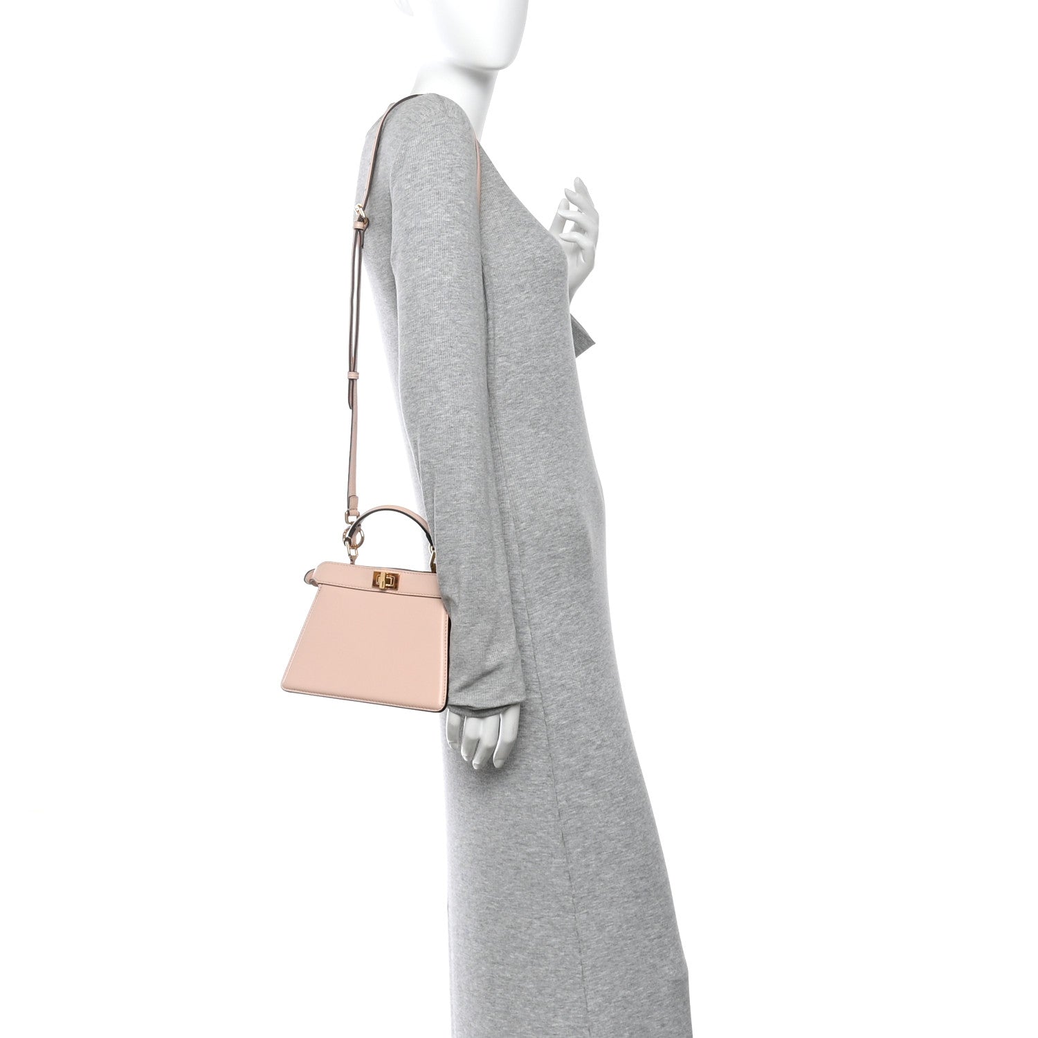 Fendi Shiny Nappa Plexiglass Petite Peekaboo I SEE U Satchel Light Rose 2 of 11