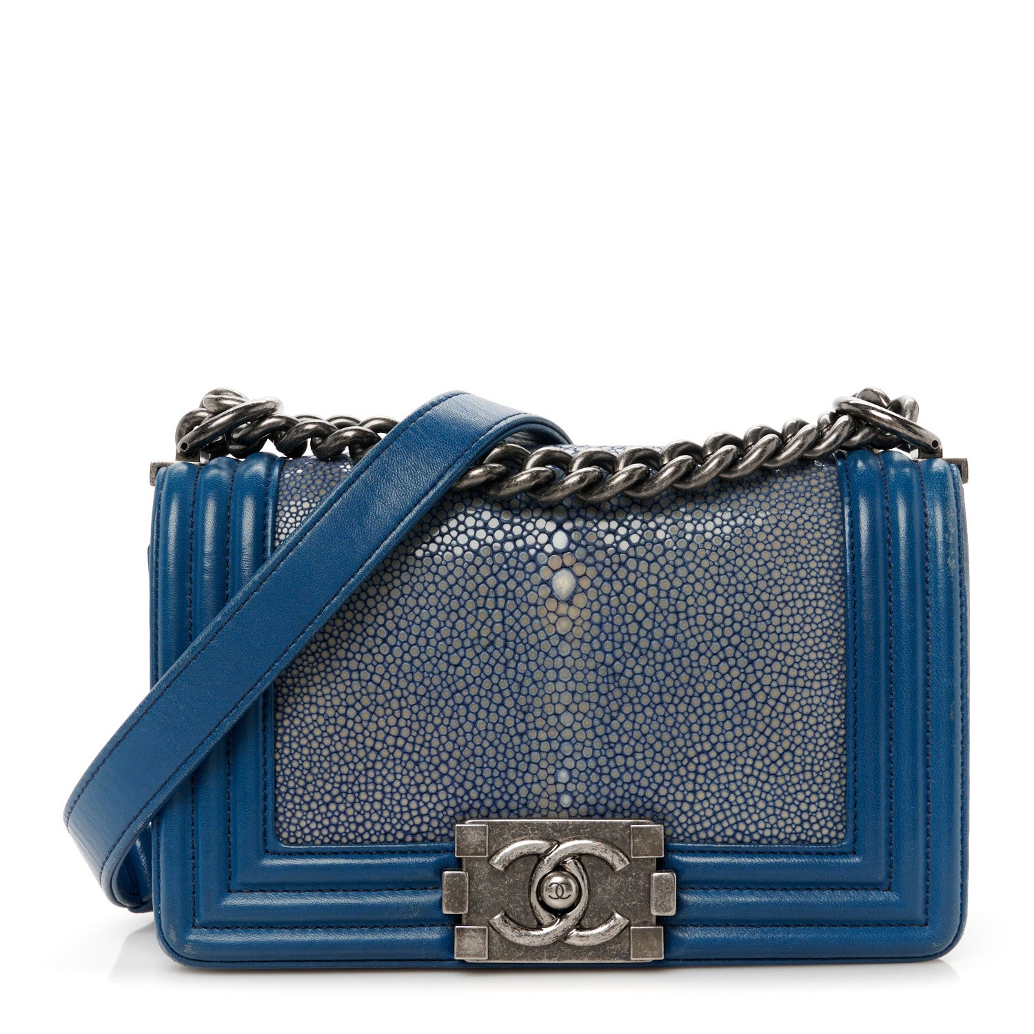 Chanel Galuchat Stingray Small Boy Flap Blue 1 of 12