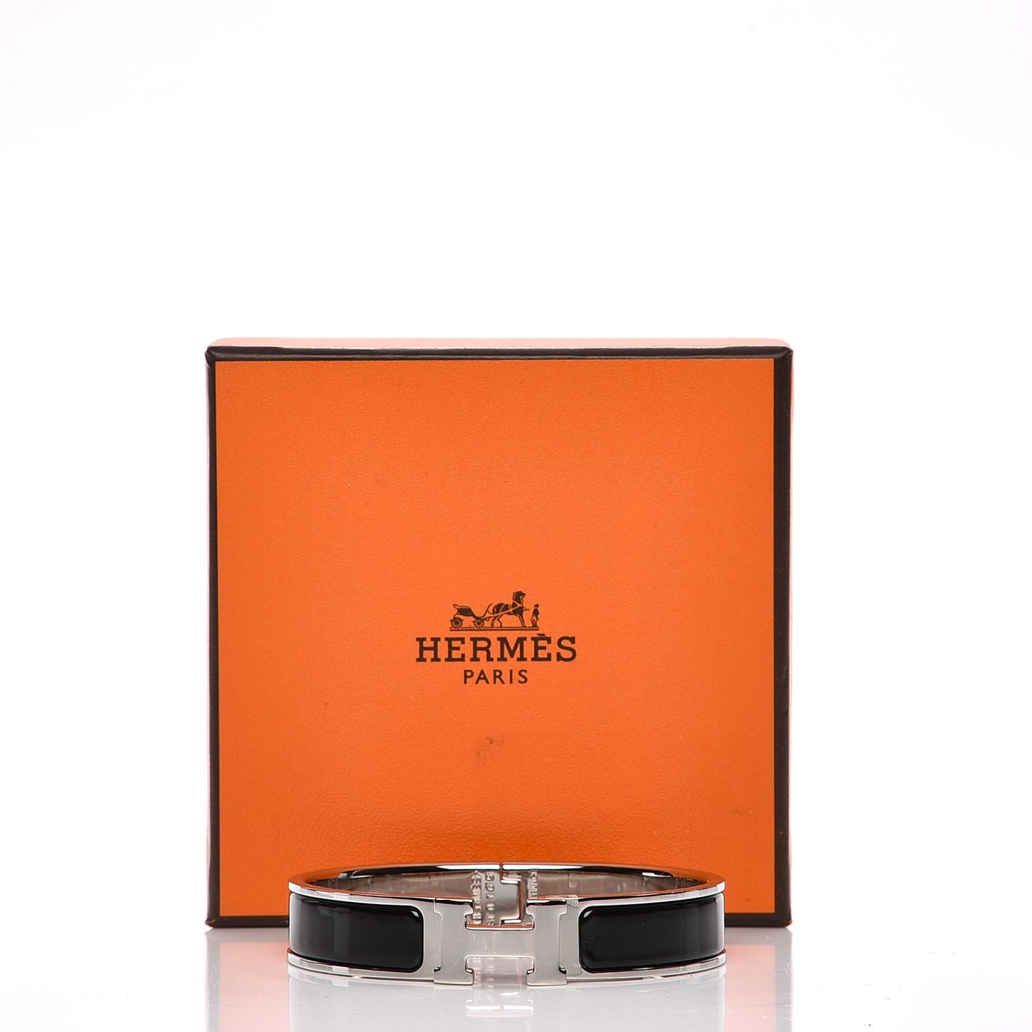 Enamel Narrow Clic Clac H Bracelet GM Black