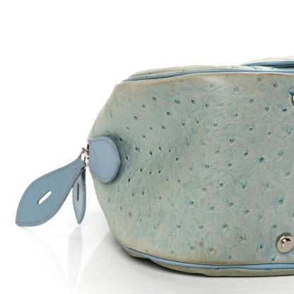 Christian Dior Ostrich Saddle Bowler Blue 7 of 15