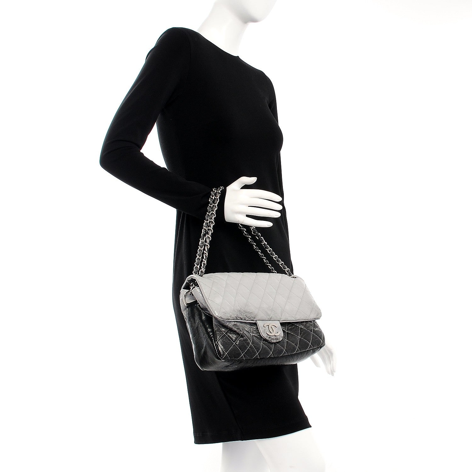 Chanel Vinyl Quilted Jumbo Melrose Degrade Flap Black 2 of 7