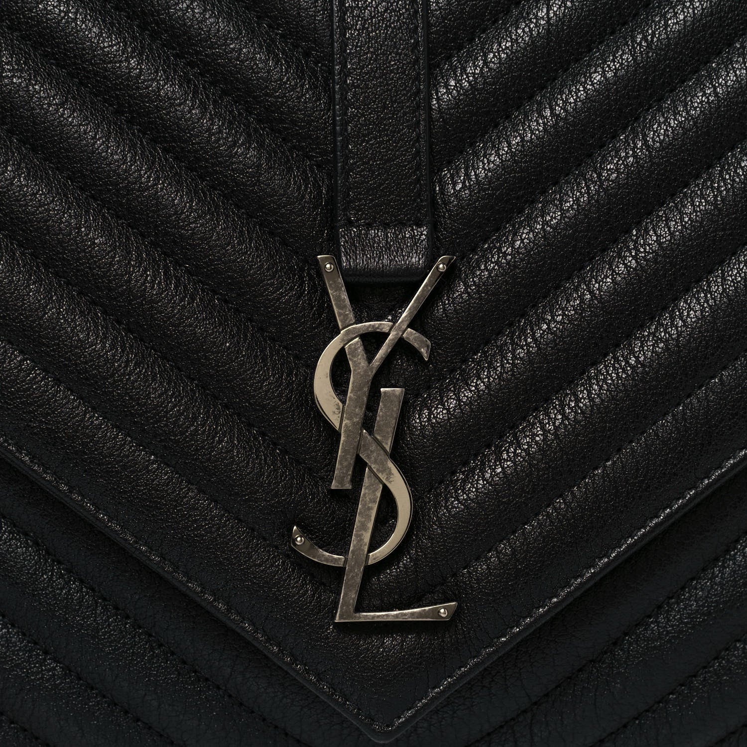 Saint Laurent Sheepskin Matelasse Chevron Monogram Large College Satchel Black 7 of 12