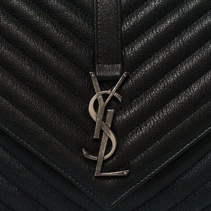 Saint Laurent Sheepskin Matelasse Chevron Monogram Large College Satchel Black 7 of 12